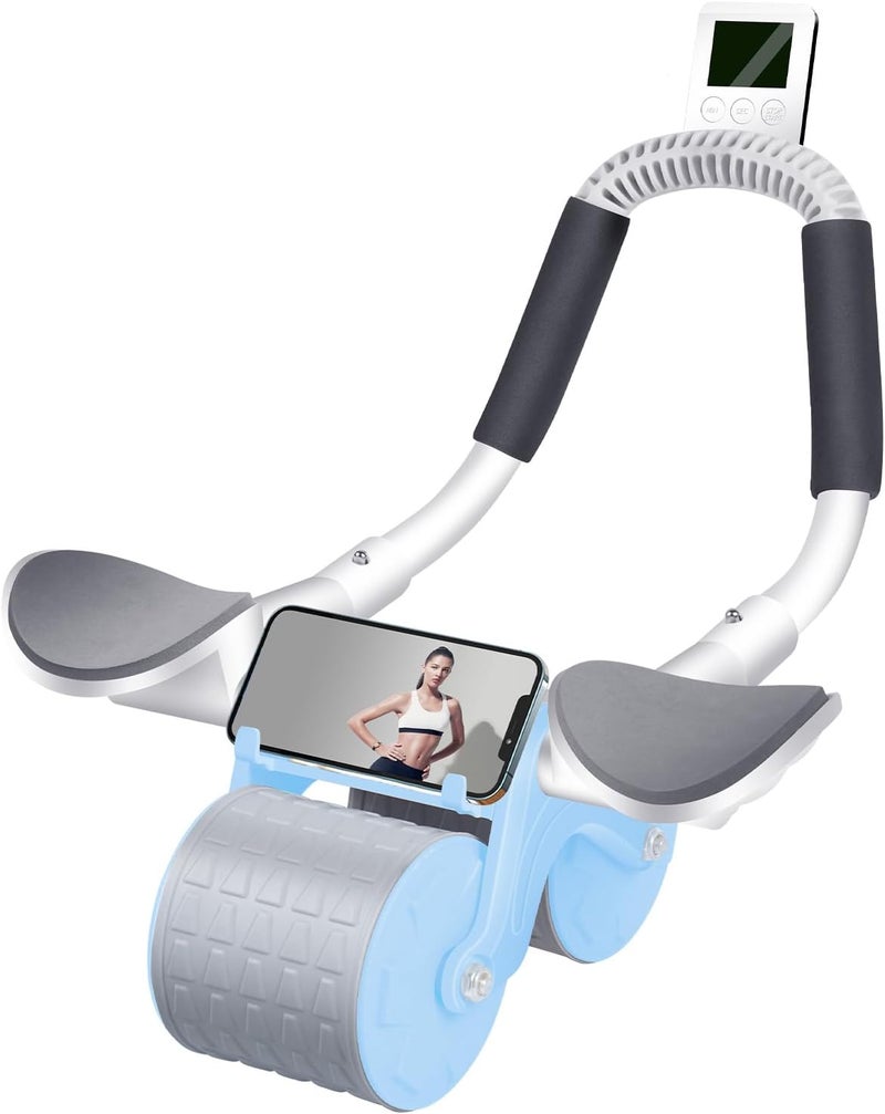 Tixahi Ab Roller Wheel with Timer & Knee Mat, Home Workout Auto Rebound Abdominal Wheel with Elbow Support - Core Workout Equipment for Strengthening Abs, Home Gym Exercise for Women & Men - Image 1